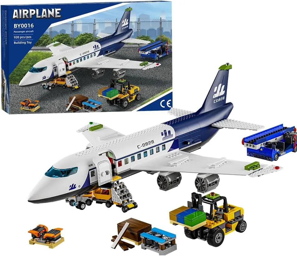 City Helicopter Passenger Airplane Building Set， 922PCS Plane Building Blocks with Airport, Planes Model Toys Gifts for Adults Boys Girls Age 6 