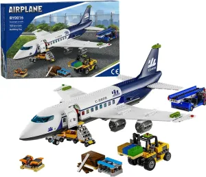 City Helicopter Passenger Airplane Building Set， 922PCS Plane Building Blocks with Airport, Planes Model Toys Gifts for Adults Boys Girls Age 6 