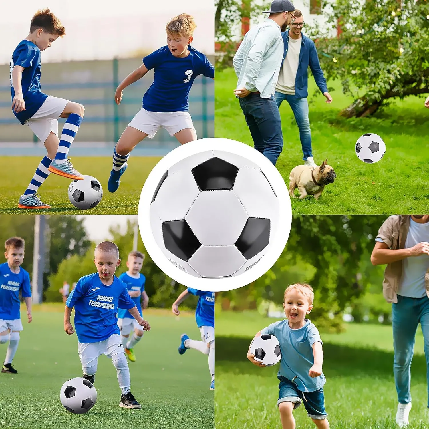 Classic deflated Soccer Balls Size 4/5 with Pump and Mesh Bag for Indoor Outdoor Lawn Game Training Practice Bulk Sport Gift for Teens Adults