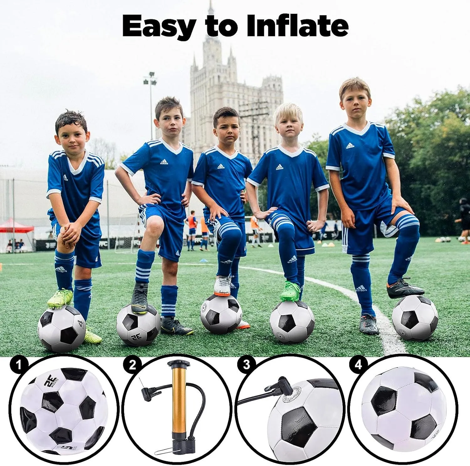Classic deflated Soccer Balls Size 4/5 with Pump and Mesh Bag for Indoor Outdoor Lawn Game Training Practice Bulk Sport Gift for Teens Adults