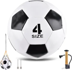 Classic deflated Soccer Balls Size 4/5 with Pump and Mesh Bag for Indoor Outdoor Lawn Game Training Practice Bulk Sport Gift for Teens Adults