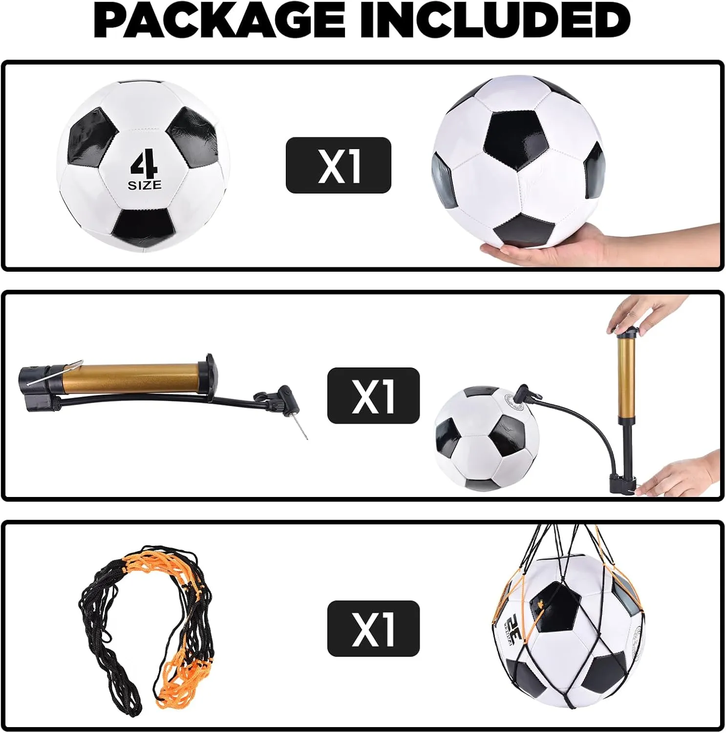 Classic deflated Soccer Balls Size 4/5 with Pump and Mesh Bag for Indoor Outdoor Lawn Game Training Practice Bulk Sport Gift for Teens Adults