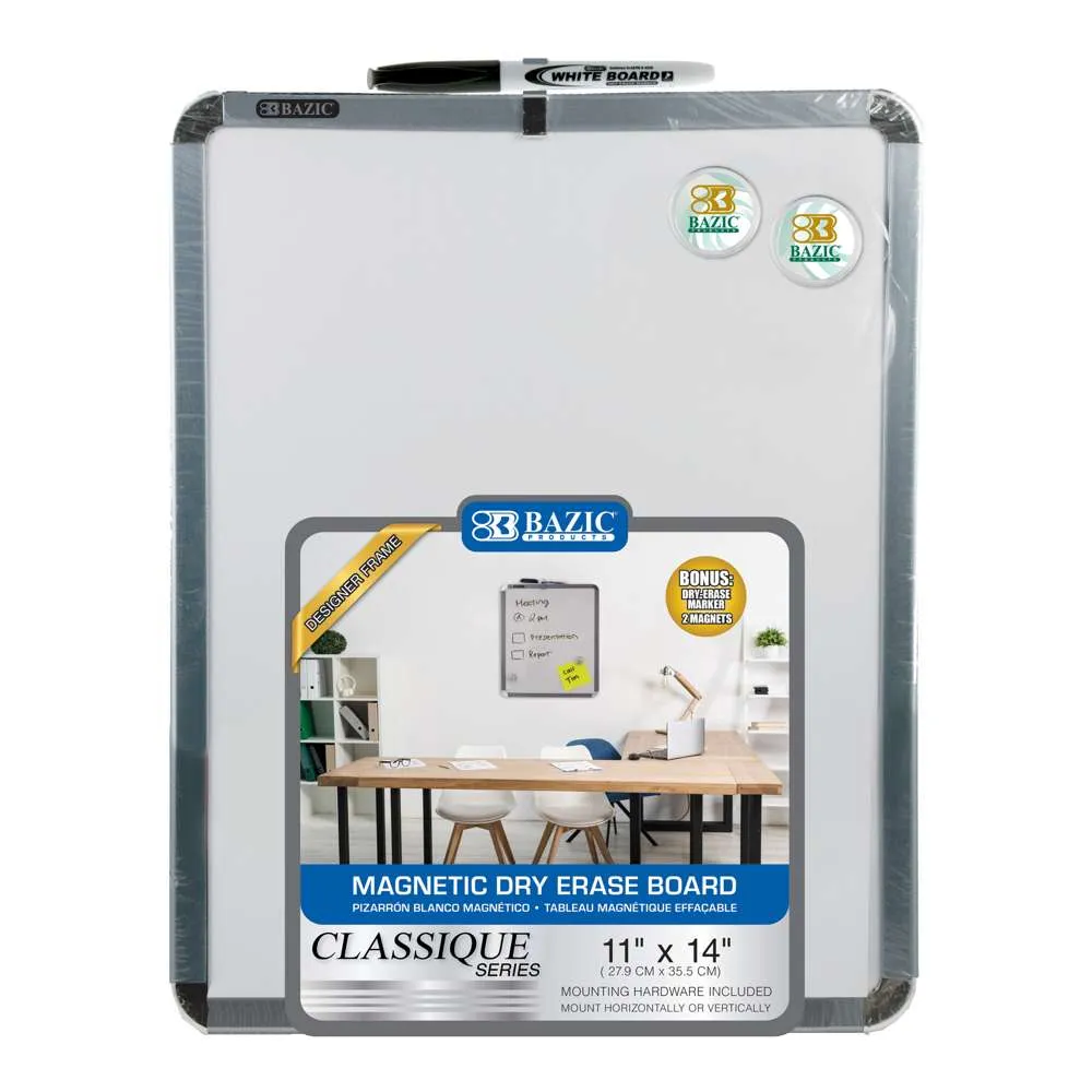 CLASSIQUE Magnetic Dry Erase Board 11" X 14" w/ Marker & Magnets
