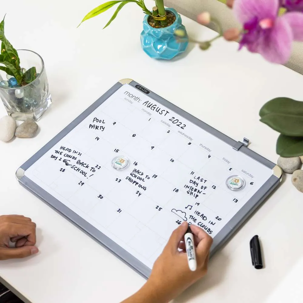 CLASSIQUE Magnetic Dry Erase Calendar Board 11" X 14" w/ Marker & 2 Magnets