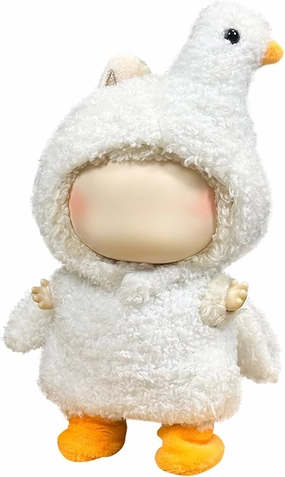 Clothes for 17cm Dolls, Cute Dinosaur Shark Bunny Outfit, Soft Accessories Set, Zip-Up Style (No Doll) White Swan