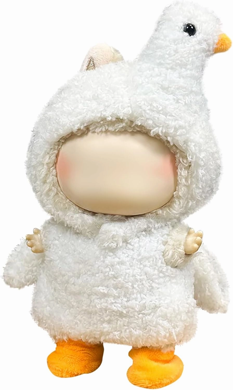 Clothes for 17cm Dolls, Cute Dinosaur Shark Bunny Outfit, Soft Accessories Set, Zip-Up Style (No Doll) White Swan