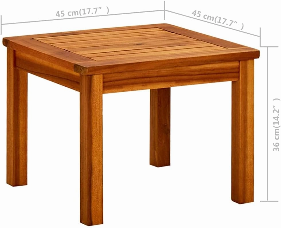 Coffee Table Natural Acacia Wood Outdoor Furniture, Camping, Dining Tables for Living, Kitchen, Balcony, Garden, Picnic 17.7x17.7 in