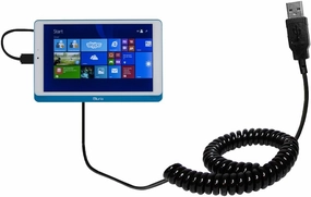 Coiled Power Hot Sync USB Cable Suitable for The KD Interactive Kurio Smart with Both Data and Charge Features - Uses Gomadic TipExchange Technology