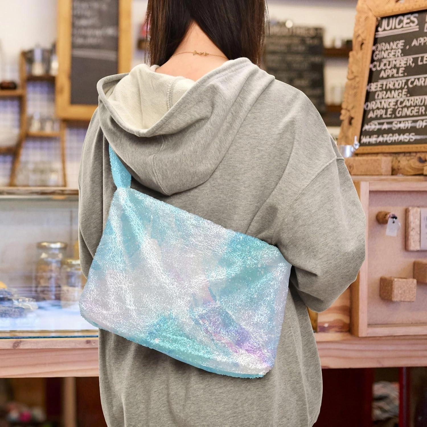 Colored Ink Fluffy Furry Tote Bag Large Fuzzy Cute Plush Bag Women Shoulder Handbag Purse for Autumn and Winter Multicolor 1