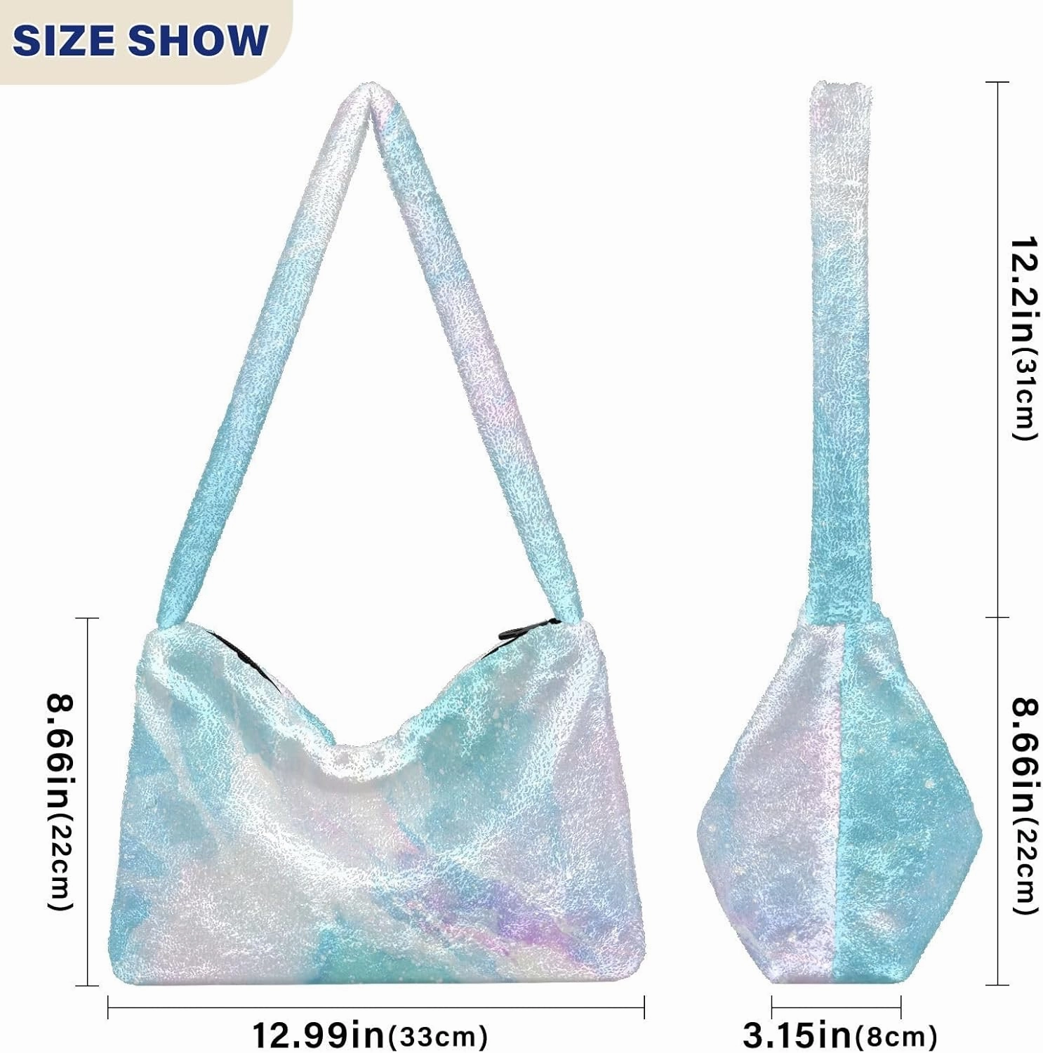 Colored Ink Fluffy Furry Tote Bag Large Fuzzy Cute Plush Bag Women Shoulder Handbag Purse for Autumn and Winter Multicolor 1