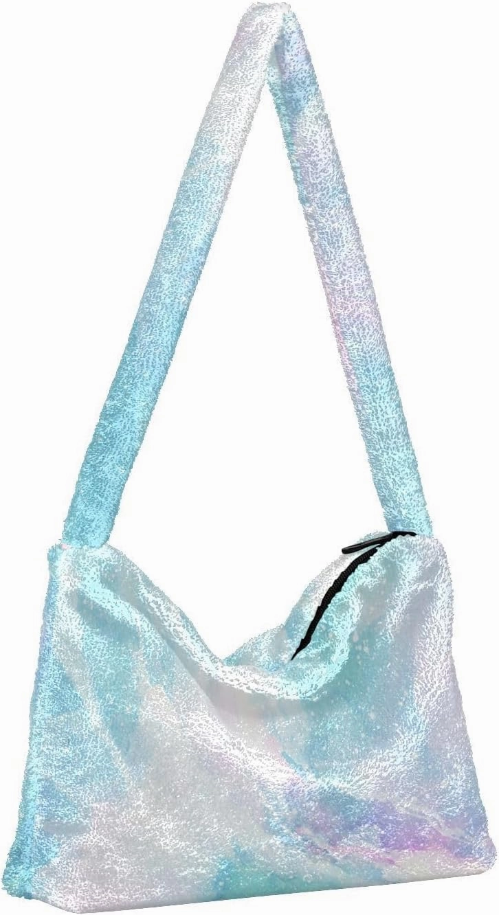 Colored Ink Fluffy Furry Tote Bag Large Fuzzy Cute Plush Bag Women Shoulder Handbag Purse for Autumn and Winter Multicolor 1