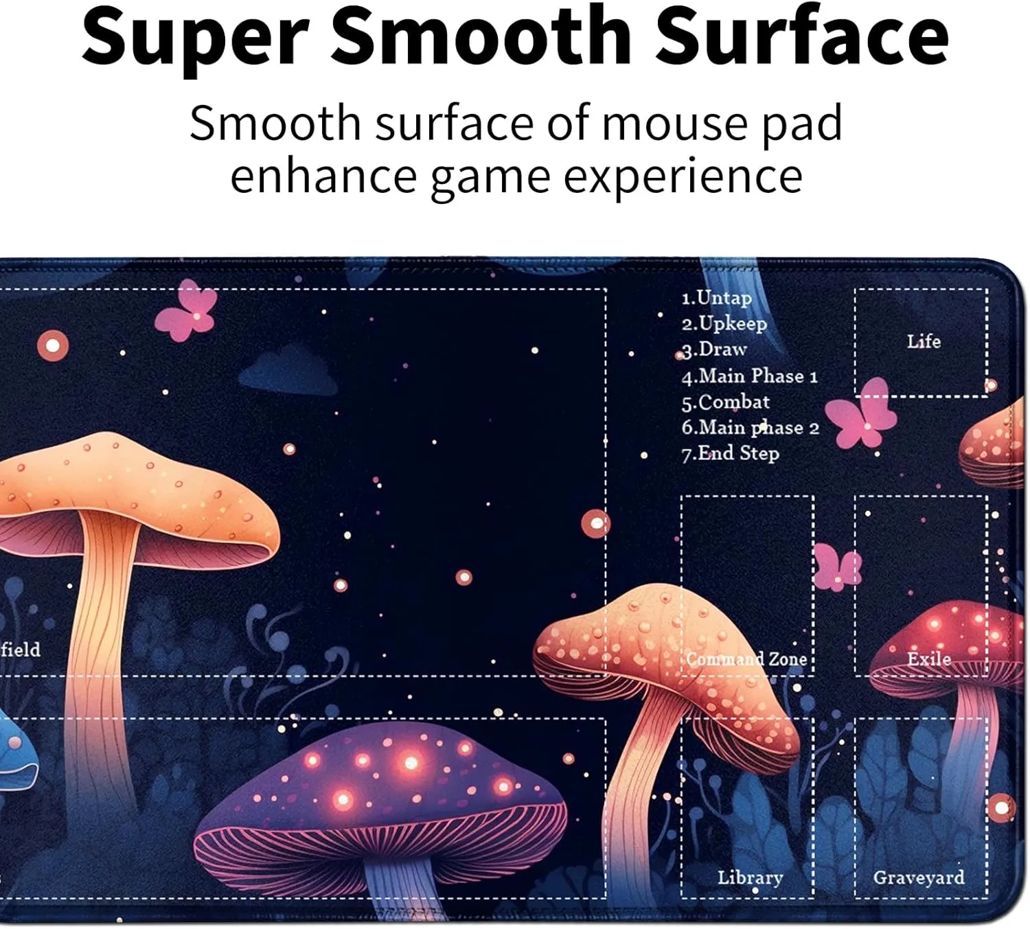 Colorful Mushroom for MTG & TCG Playmat Mouse Pad, 24" x 14" Game Mat for MTG/RPG/CCG Trading Card Game Playmats Table Mat Perfect for Card Games Video Games Computer Office
