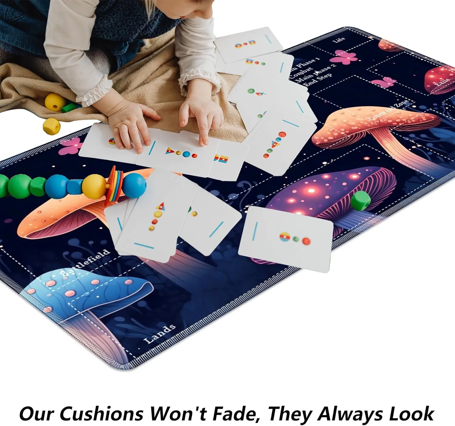 Colorful Mushroom for MTG & TCG Playmat Mouse Pad, 24" x 14" Game Mat for MTG/RPG/CCG Trading Card Game Playmats Table Mat Perfect for Card Games Video Games Computer Office