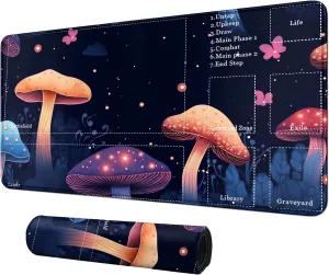 Colorful Mushroom for MTG & TCG Playmat Mouse Pad, 24" x 14" Game Mat for MTG/RPG/CCG Trading Card Game Playmats Table Mat Perfect for Card Games Video Games Computer Office
