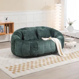 Comfortable Bean Bag Sofa for Ultimate Relaxation, Durable and Supportive High Back Design for Adults and Kids, Emerald Chenille