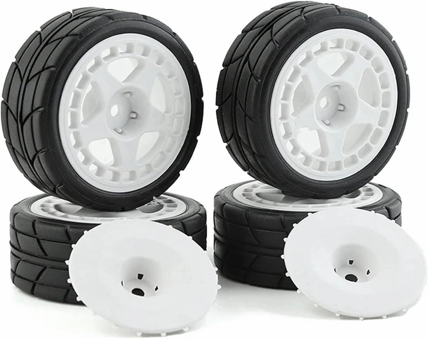 Compatible with XV-01 TT-01 TT-02 for LC for Racing for PTG-2 WR8 1/10 RC Car 4PCS 12mm Hex 65mm Rubber Tire Wheel Tyres RC Wheel Tires