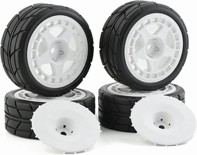 Compatible with XV-01 TT-01 TT-02 for LC for Racing for PTG-2 WR8 1/10 RC Car 4PCS 12mm Hex 65mm Rubber Tire Wheel Tyres RC Wheel Tires