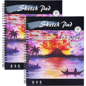 Conda 11" x 14" Double-Sided Hardcover Sketchbook Spiral Sketch Pad with Durable Acid-Free Drawing Paper - Perfect for Kids & Adults