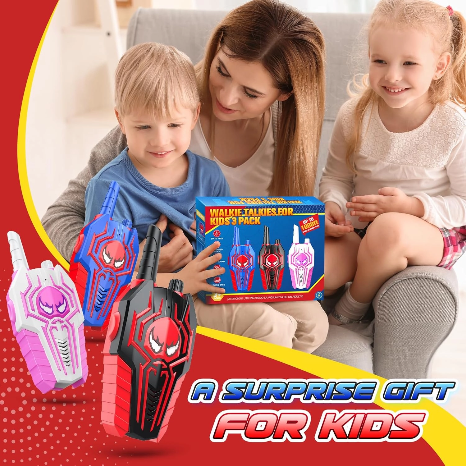 Cool Walkie Talkies for Kids Boys: 3 Pack Kids Walkie Talkies Toys Gifts for 3 4 5 6 7 8 Year Old Girls Boys Family Camping Outdoor Toys Two Way Radio Boy Girl Gift Age 3-8