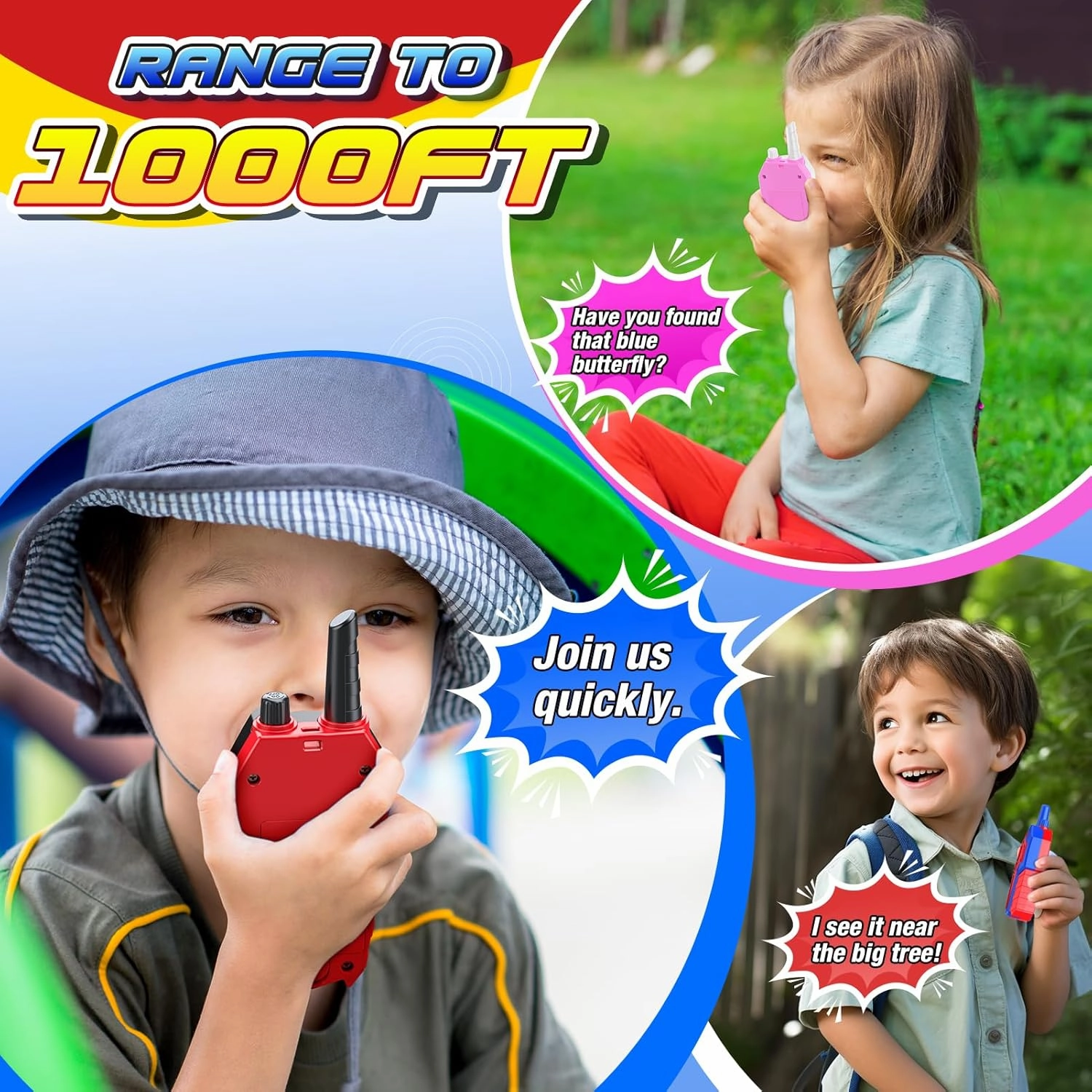 Cool Walkie Talkies for Kids Boys: 3 Pack Kids Walkie Talkies Toys Gifts for 3 4 5 6 7 8 Year Old Girls Boys Family Camping Outdoor Toys Two Way Radio Boy Girl Gift Age 3-8
