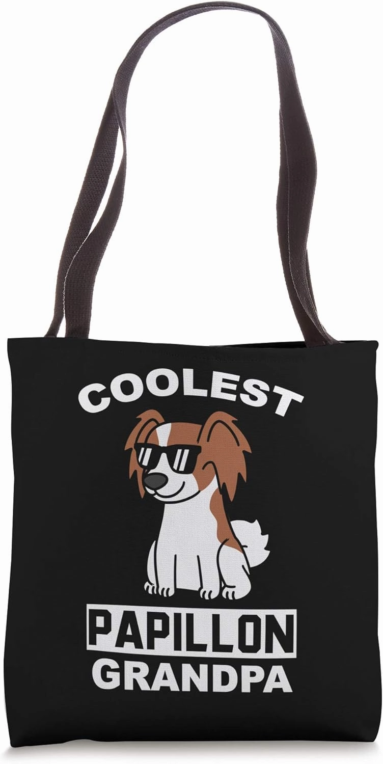 Coolest Papillon Grandpa Dog Tote Bag