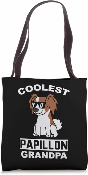 Coolest Papillon Grandpa Dog Tote Bag