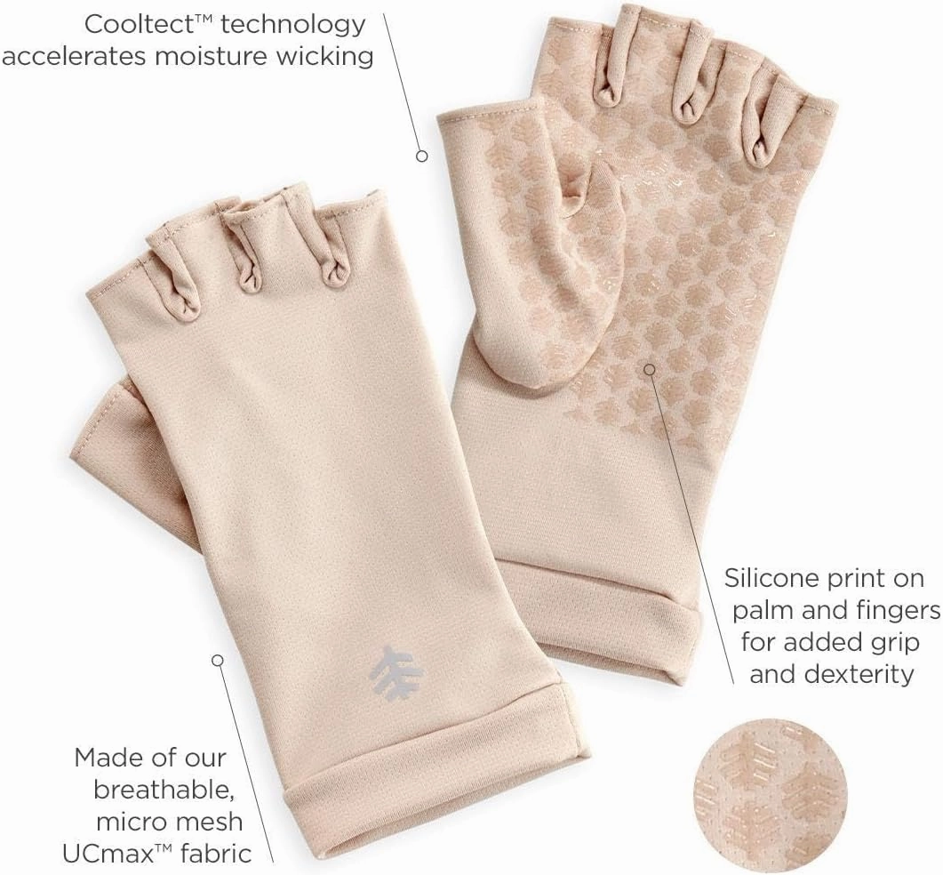 Coolibar UPF 50  Men's Women's Ouray UV Fingerless Sun Gloves - Sun Protective