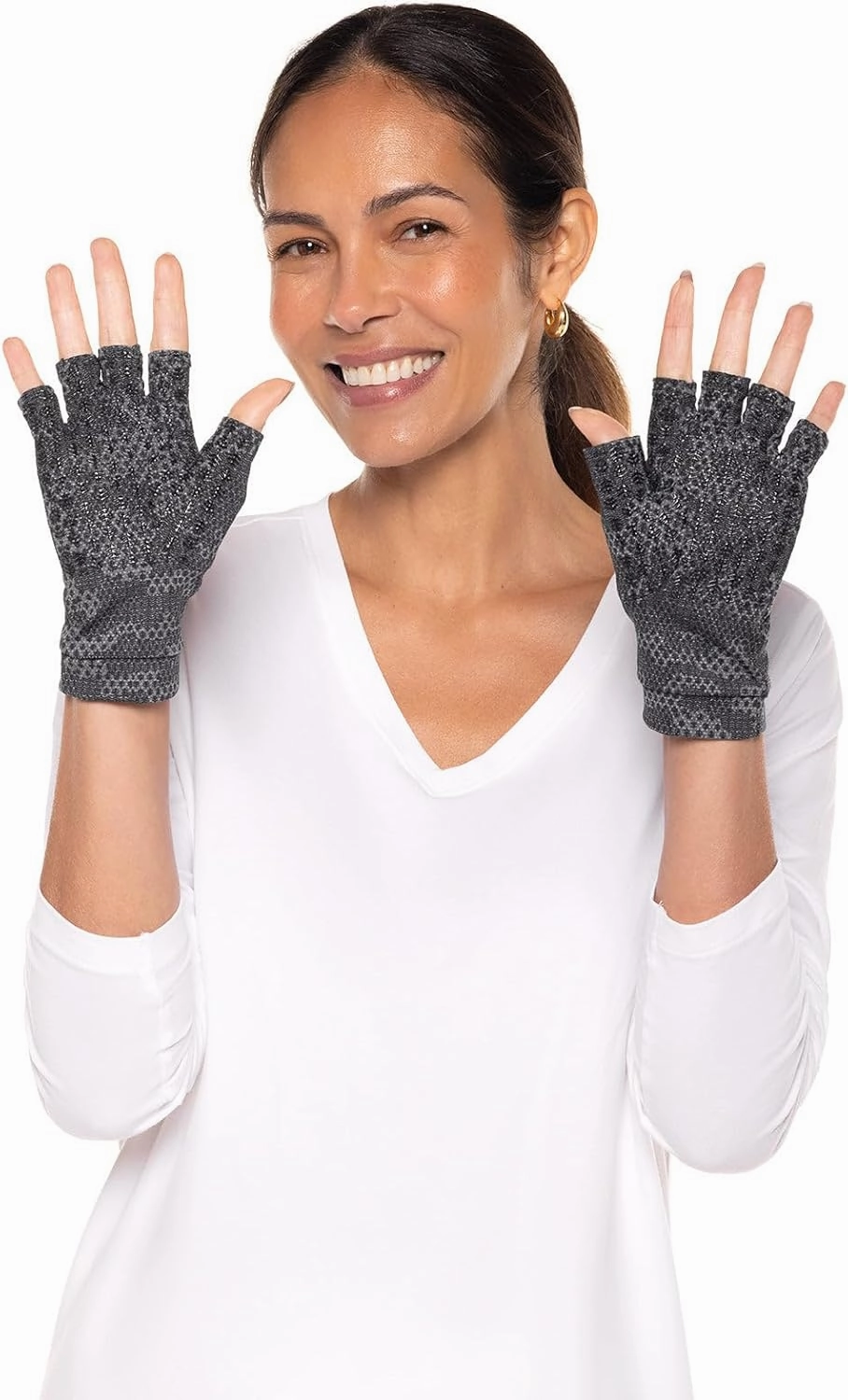 Coolibar UPF 50  Men's Women's Ouray UV Fingerless Sun Gloves - Sun Protective
