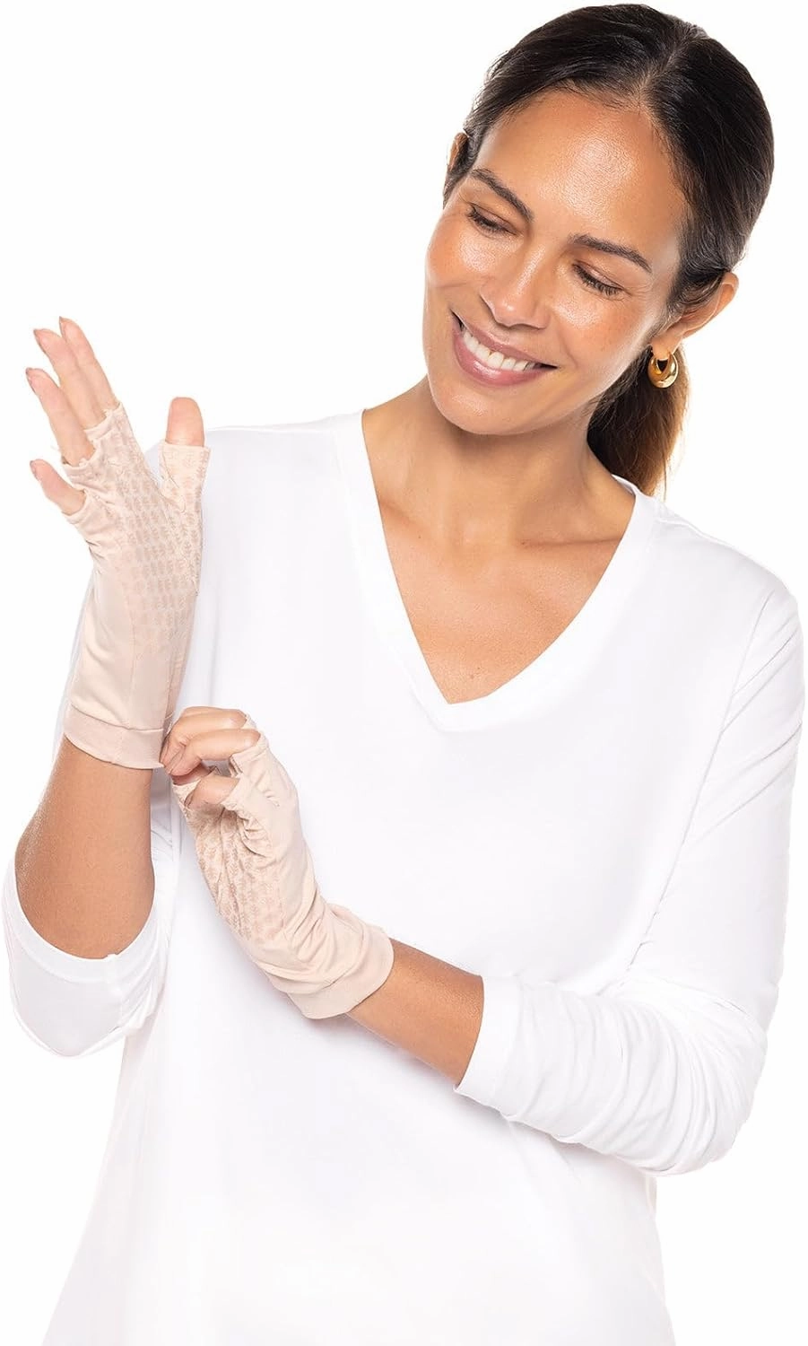 Coolibar UPF 50  Men's Women's Ouray UV Fingerless Sun Gloves - Sun Protective