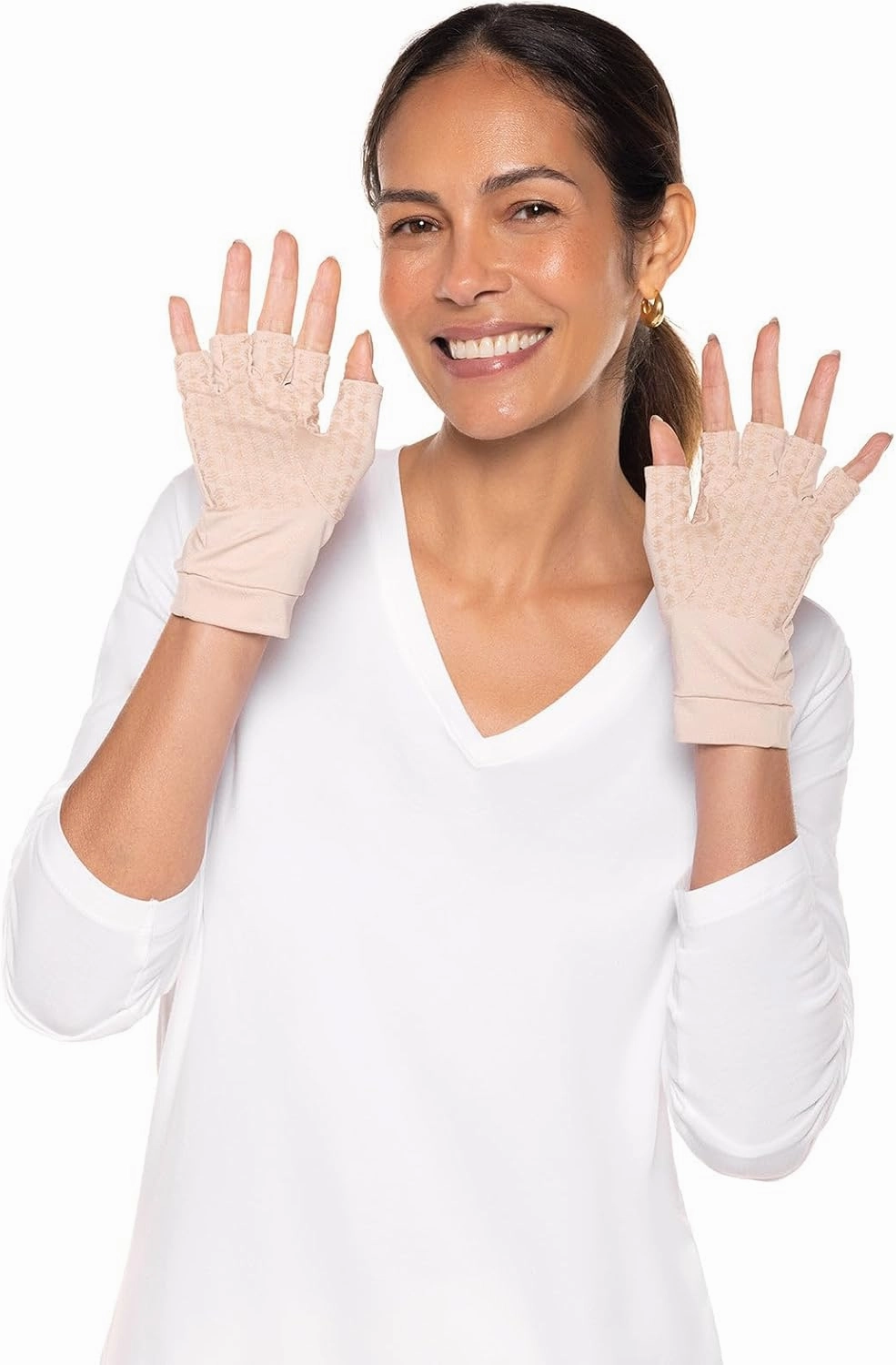 Coolibar UPF 50  Men's Women's Ouray UV Fingerless Sun Gloves - Sun Protective