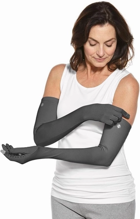 Coolibar UPF 50  Unisex Culebra UV Long Gloves, Sleek Grey, X-Small, Solid - Sun Protective