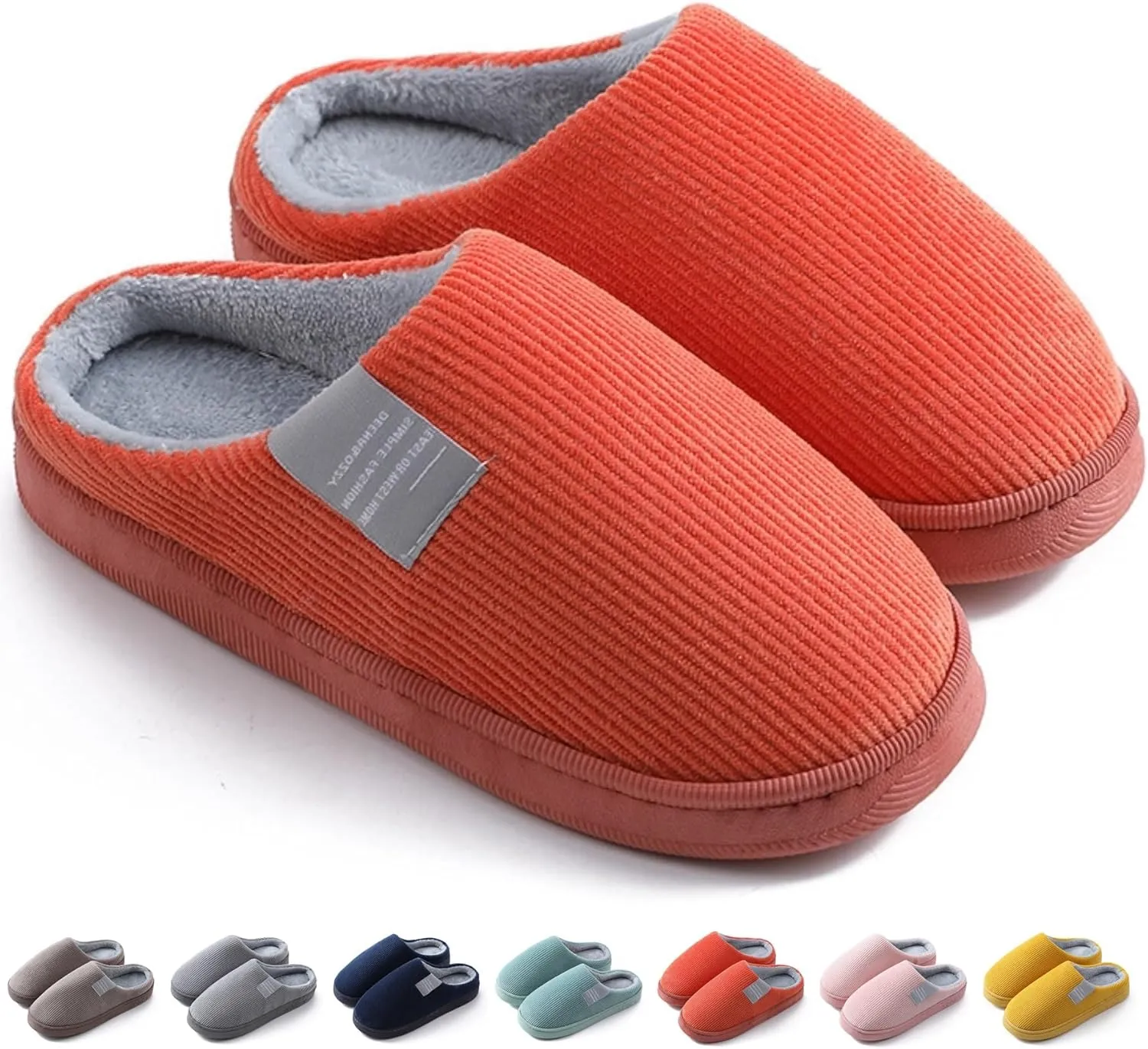 Cotton Slippers Women Men Plush Couples Home Slippers Fluffy Winter Warm Slippers Slip-On House Slippers Fuzzy Anti-Skid Indoor Outdoor Shoes Cozy Bedroom Slippers