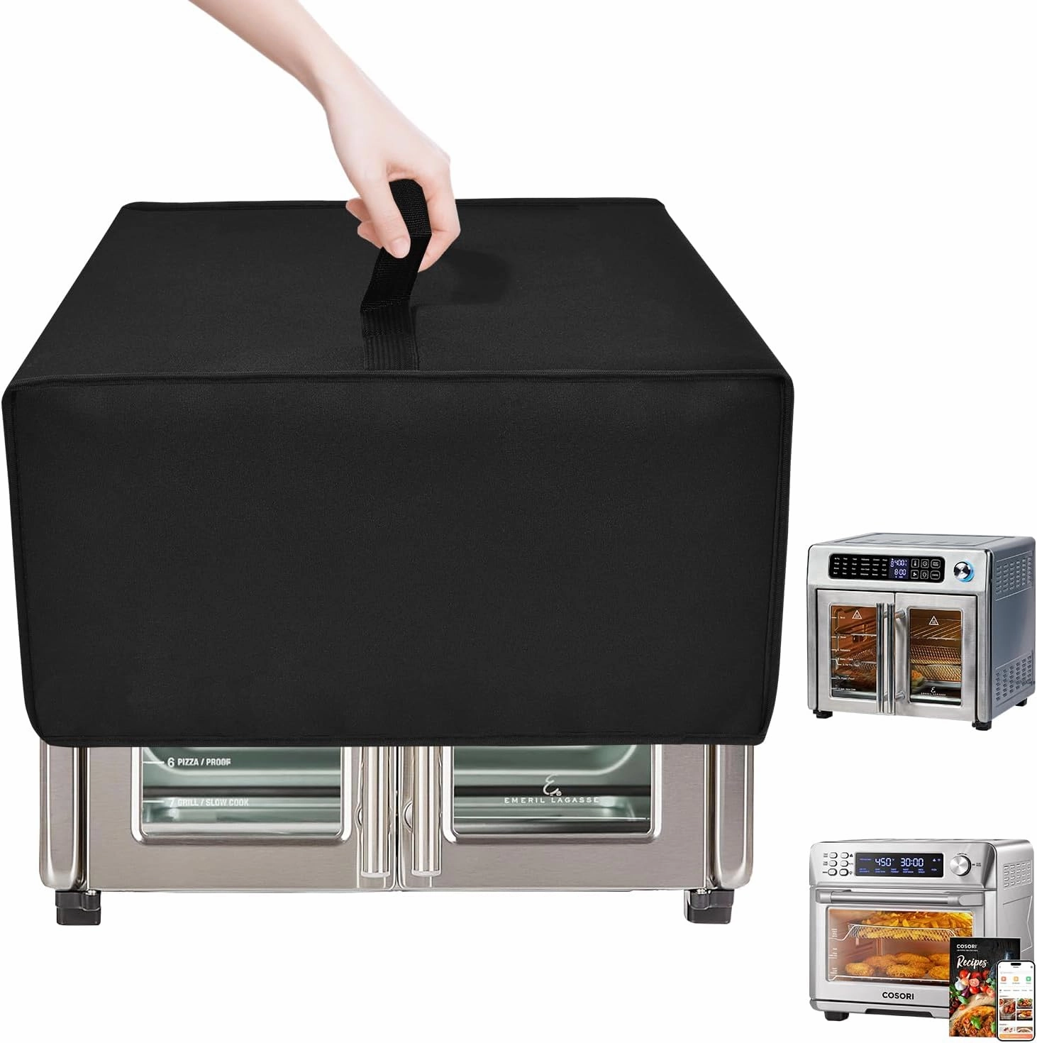 Cover for Emeril Lagasse 26 QT Extra Large Air Fryer Waterproof Dustproof Air Fryer Toaster Oven Cover Heavyweight Thickening Cover for COSORI Smart 11-in-1 Air Fryer Toaster Oven(Black)