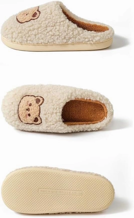 Cozy Bear Slippers Comfy Autumn Winter Slippers, Fuzzy Plush Winter Indoor Outdoor Cartoon