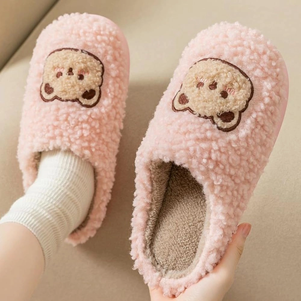Cozy Bear Slippers Comfy Autumn Winter Slippers, Fuzzy Plush Winter Indoor Outdoor Cartoon