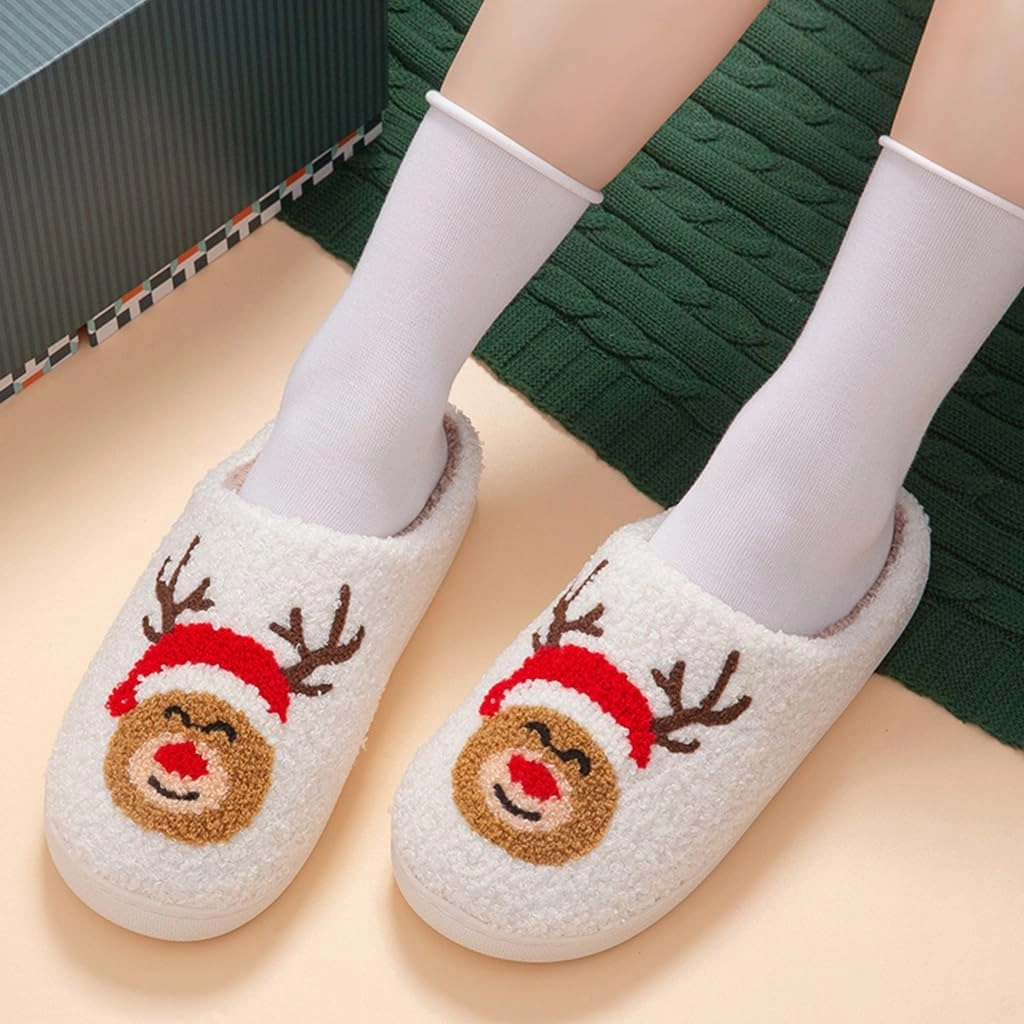 Cozy Furry Slippers for Women & Men, Bear Paw, Cat, Halloween, Christmas Designs, Warm Indoor Non-Slip Winter House Shoes