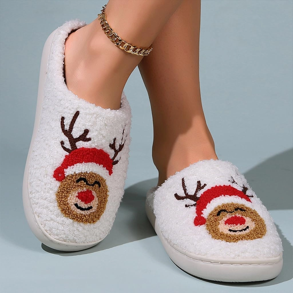 Cozy Furry Slippers for Women & Men, Bear Paw, Cat, Halloween, Christmas Designs, Warm Indoor Non-Slip Winter House Shoes