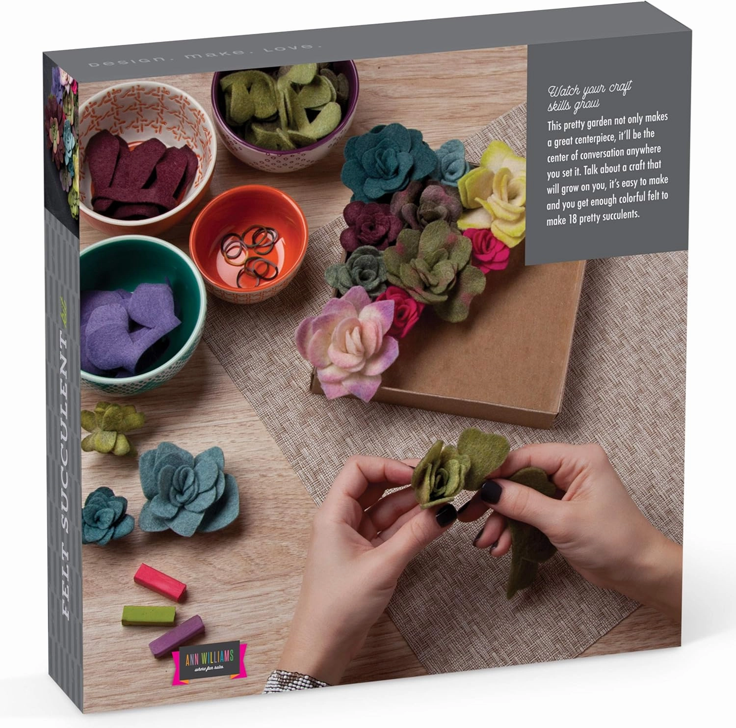 Craft Crush — Felt Succulents Craft Kit — Display Kit — Fun & Easy — Ages 13 , Small