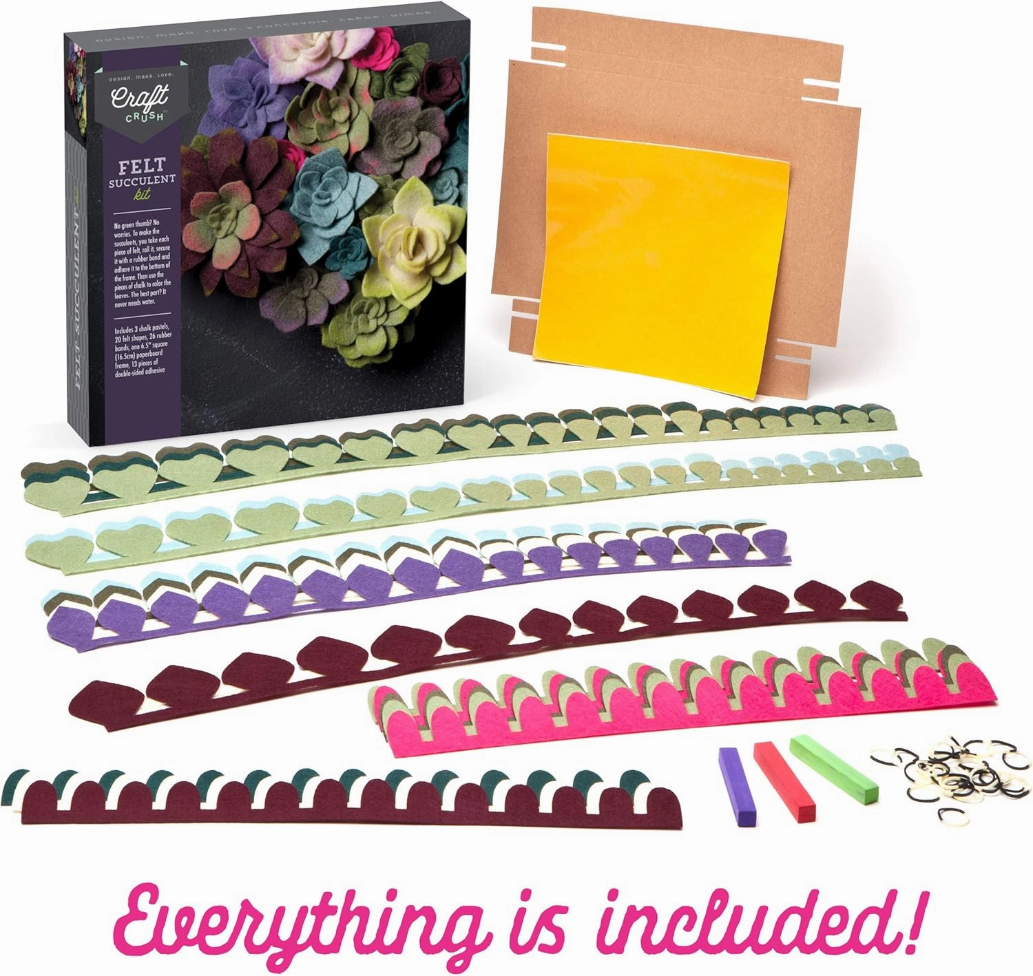 Craft Crush — Felt Succulents Craft Kit — Display Kit — Fun & Easy — Ages 13 , Small