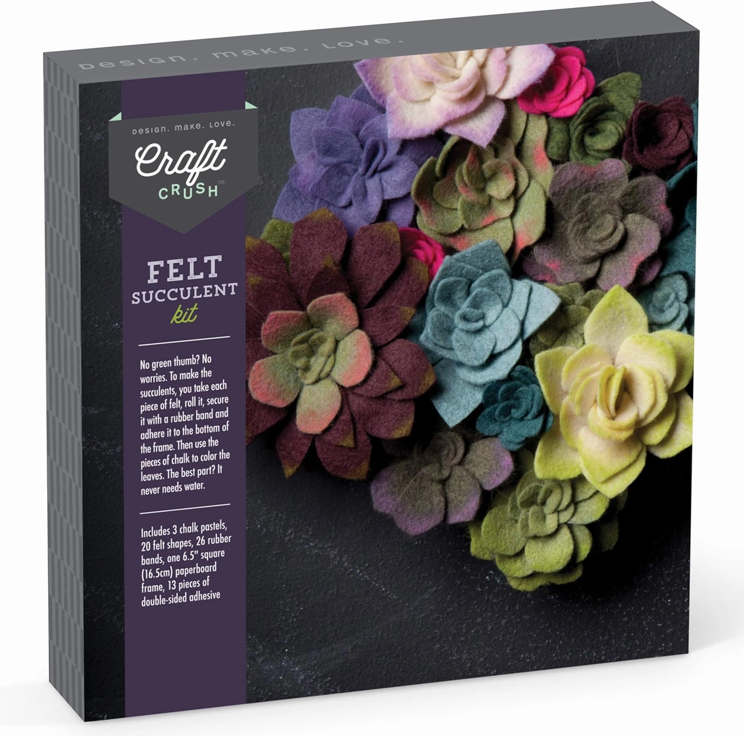 Craft Crush — Felt Succulents Craft Kit — Display Kit — Fun & Easy — Ages 13 , Small