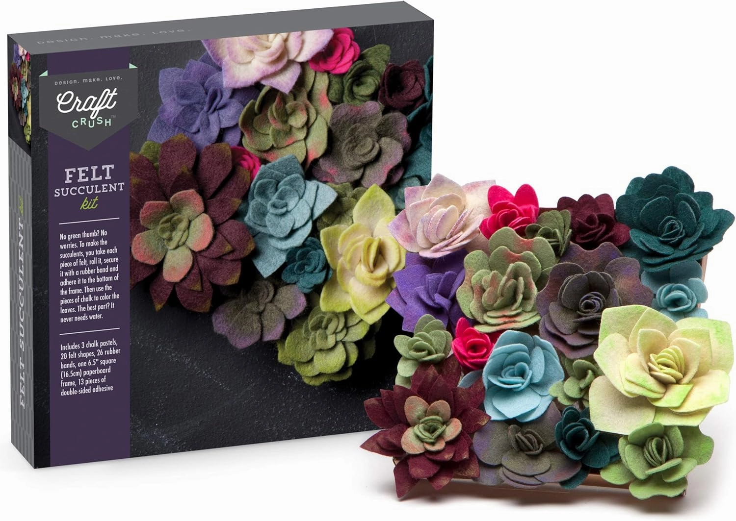 Craft Crush — Felt Succulents Craft Kit — Display Kit — Fun & Easy — Ages 13 , Small
