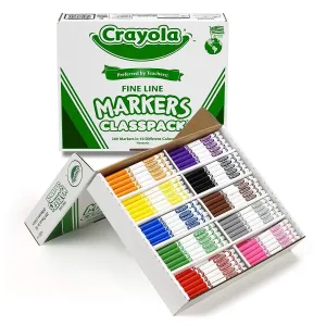 Crayola Fine Line Markers Classpack - 10 Colors (200 Pack)