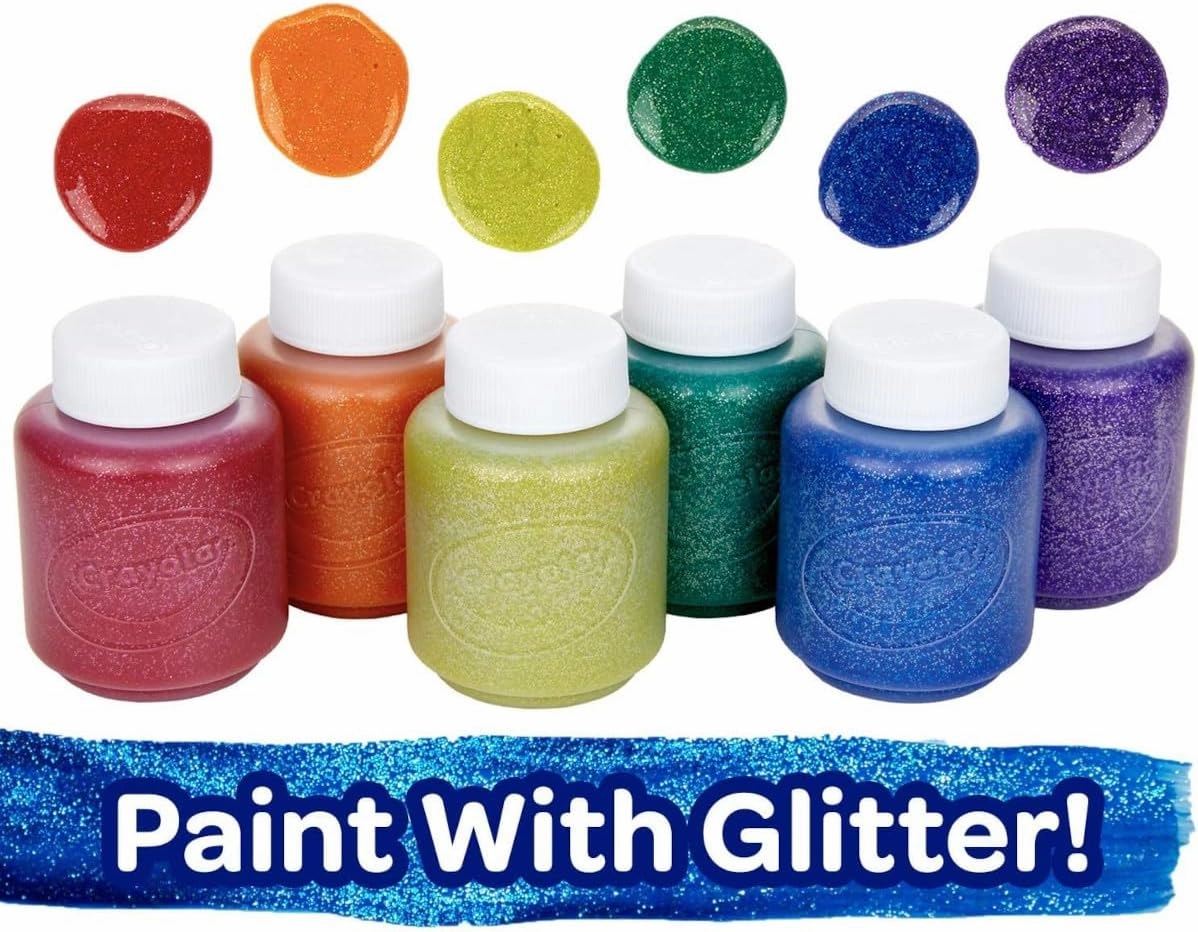 Crayola Washable Kids Paint Set (12ct), Classic and Glitter Paint for Kids, Arts & Crafts Supplies, Easter Basket Essentials, Toddler Painting Kit, 3  [Amazon Exclusive]