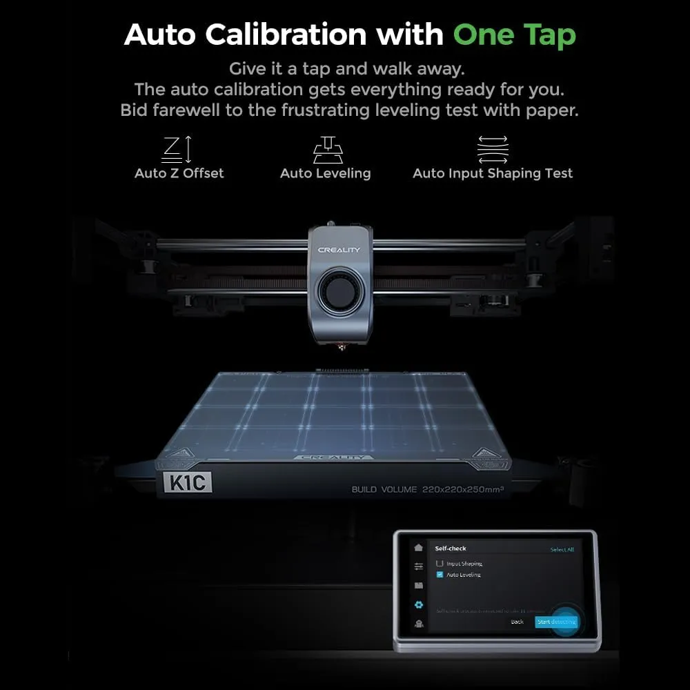 Creality K1C 3D Printer, 2024 New Version 3D Printers with 600mm/s Fast Printing Speed, Support Carbon Fiber Filament 300℃ High-Temp Print, Auto Leveling and Clog-Free Direct Extruder