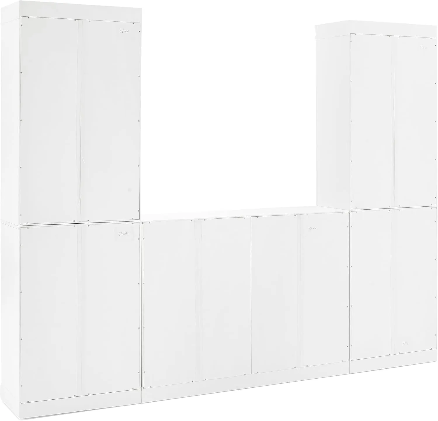 Crosley Furniture Stanton 3-Piece Sideboard Buffet Cabinet and Glass Door Kitchen Storage Pantry Set, White