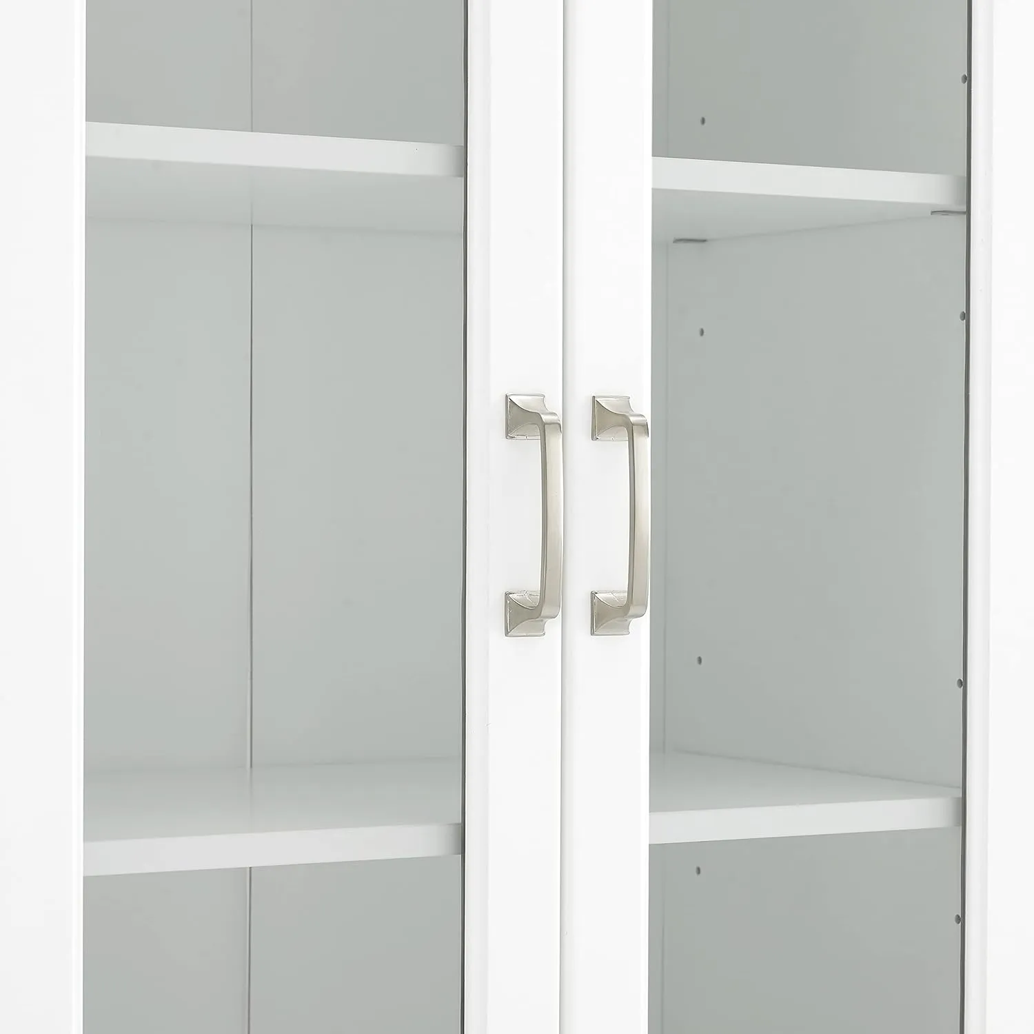 Crosley Furniture Stanton 3-Piece Sideboard Buffet Cabinet and Glass Door Kitchen Storage Pantry Set, White