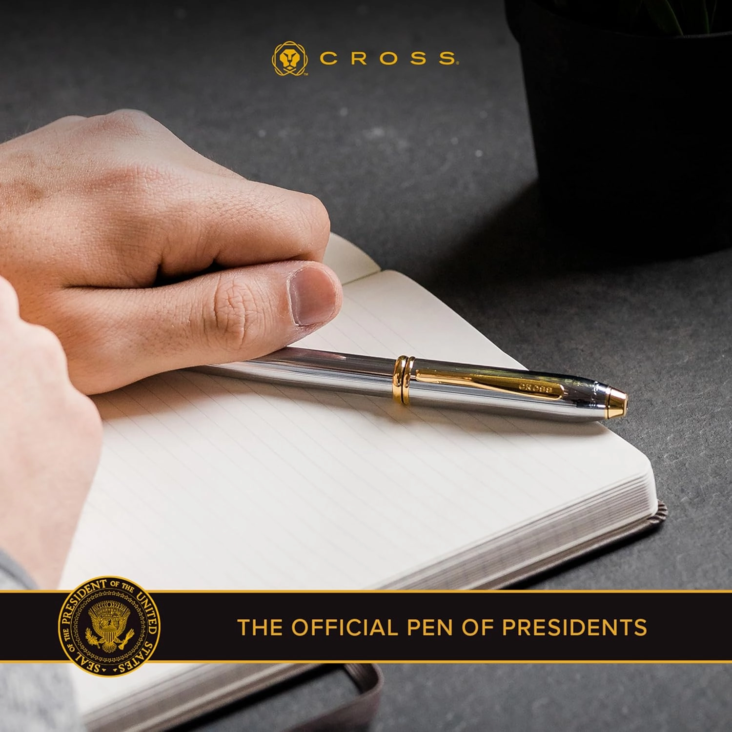 Cross Townsend Refillable Ballpoint Pen Presented in a Luxury Gift Box - Medium Point, Black Ink, Lustrous Chrome