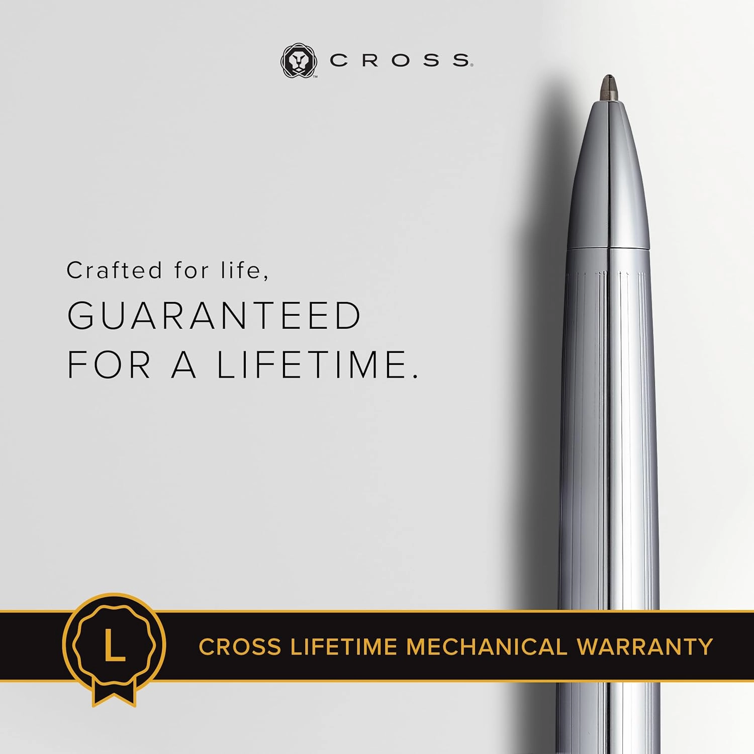Cross Townsend Refillable Ballpoint Pen Presented in a Luxury Gift Box - Medium Point, Black Ink, Lustrous Chrome