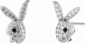Crystal Playboy Bunny Rabbit Stud Earrings Jewelry & 925 Sterling Silver Back Posts