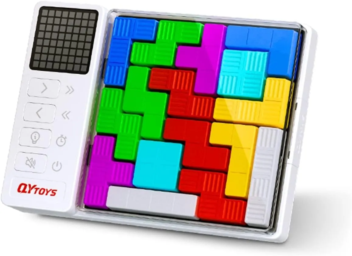 Cuberspeed Smart 3D Russian Blocks Puzzle with 3000 Questions Challenges Brain Teasers Toy Tangram Jigsaw Intelligence Colorful 3D Russian Blocks Educational Game Gift for Kids